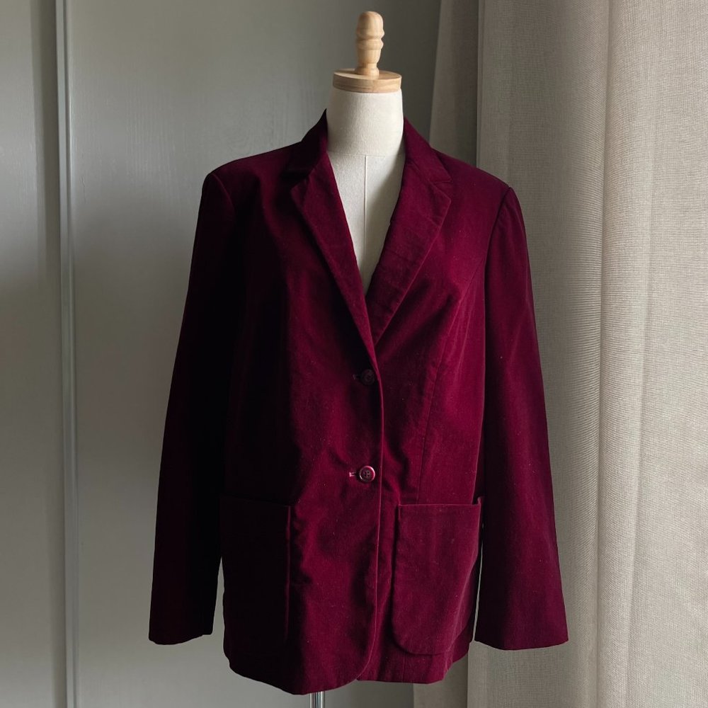 VTG Burgundy Velvet Blazer Suit Jacket